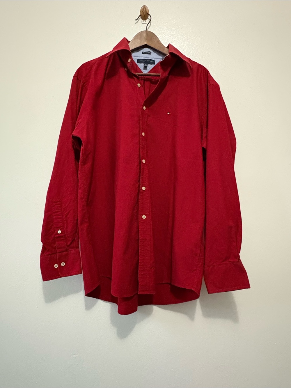 Tommy Hilfiger Men’s Deep Red Classic Button-Down Shirt